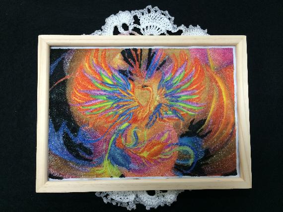 ビーズアート ビーズ絵 和風絵 絵画 レトロ 額絵 昭和